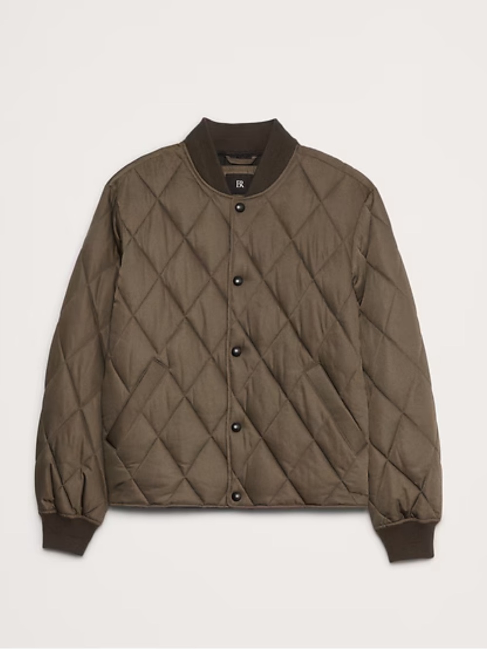 Banana Republic Quilted Bomber Jacket in Olive Green
